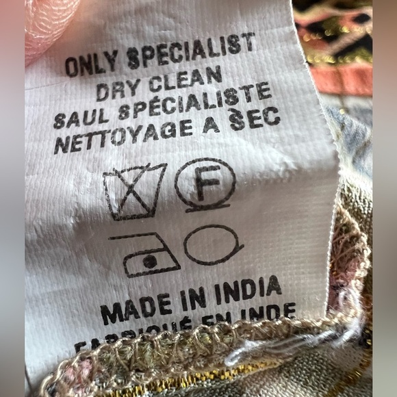 Conditions Apply green pink gold aztec beaded midi sundress sz S boho flowy - Picture 14 of 14